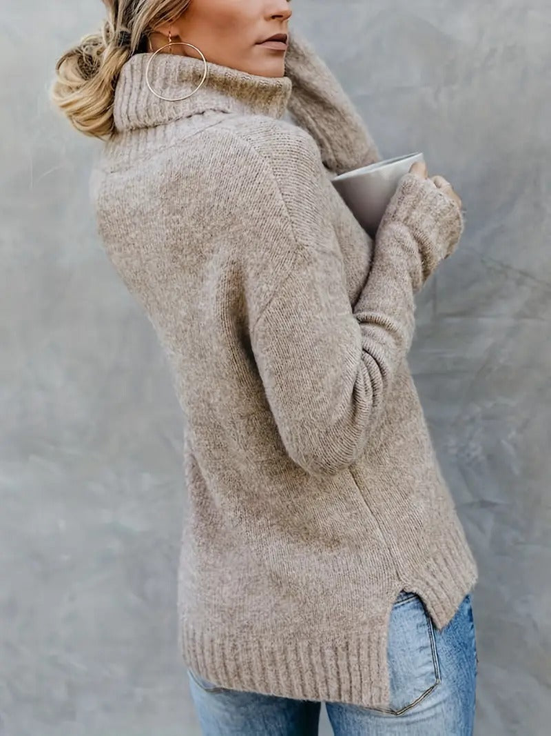 Emma - Slit Sleeve Turtleneck Sweater