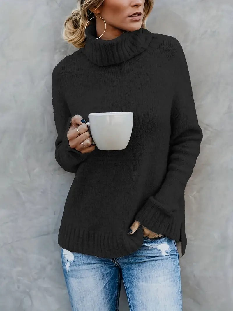 Emma - Slit Sleeve Turtleneck Sweater