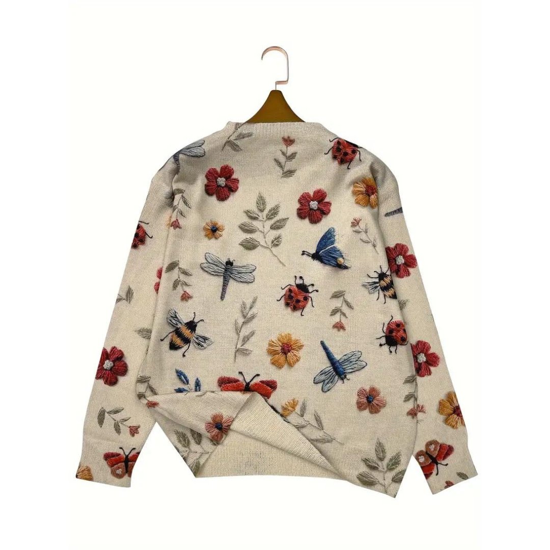 Isaline™ | Women's Turtleneck Sweater With Floral Pattern